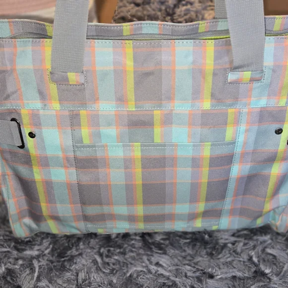 Dakine Multicolor Plaid Tote with Gray Straps - Picture 6 of 13